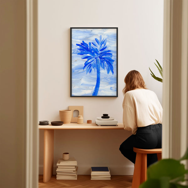 Blue Collection - At the Sea No. 2 - Palm Tree Painting - Printable Wall Art - Digital Download