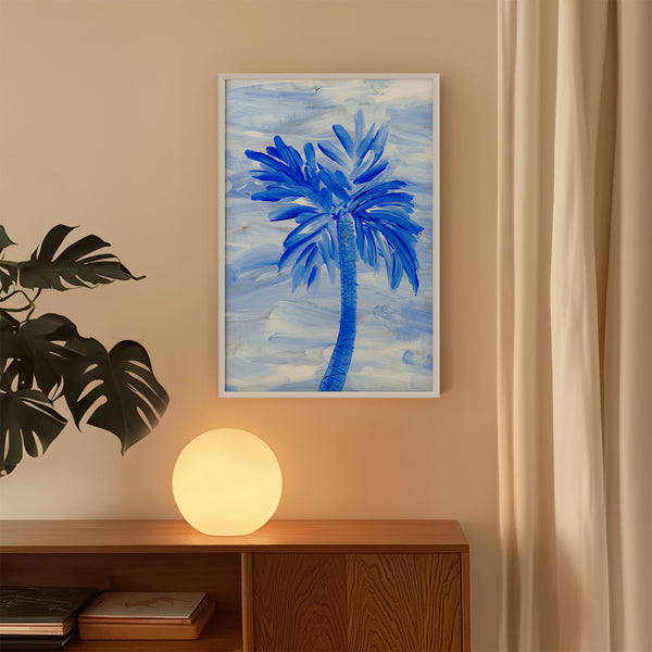 Blue Collection - At the Sea No. 2 - Palm Tree Painting - Printable Wall Art - Digital Download