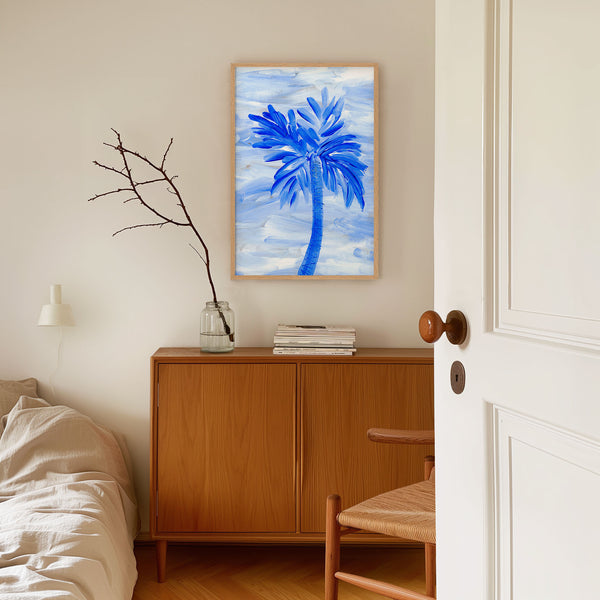 Blue Collection - At the Sea No. 2 - Palm Tree Painting - Printable Wall Art - Digital Download