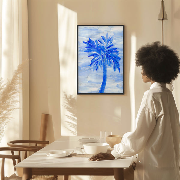 Blue Collection - At the Sea No. 2 - Palm Tree Painting - Printable Wall Art - Digital Download