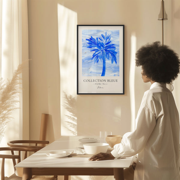 Collection Bleue - À la Mer No. 2 - Palmier - Blue Palm Tree Painting - Printable Wall Art - Digital Download