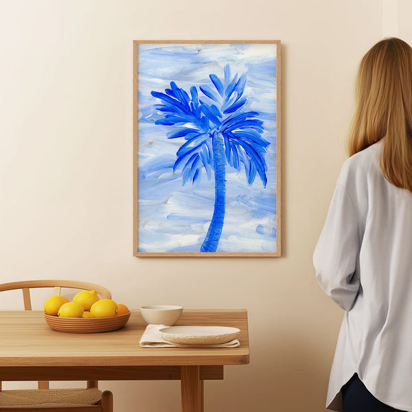 Blue Collection - At the Sea No. 2 - Palm Tree Painting - Printable Wall Art - Digital Download