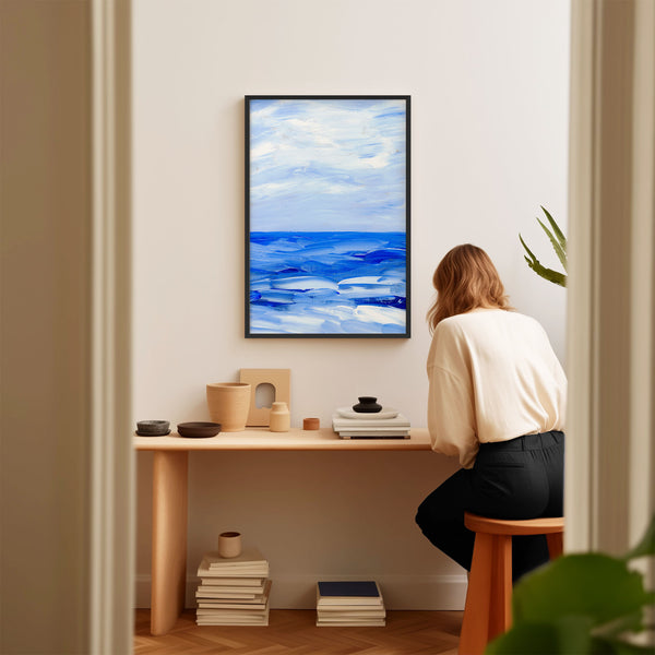 Blue Collection - At the Sea No. 3 - Abstract Ocean Landscape Painting - Printable Wall Art - Digital Download