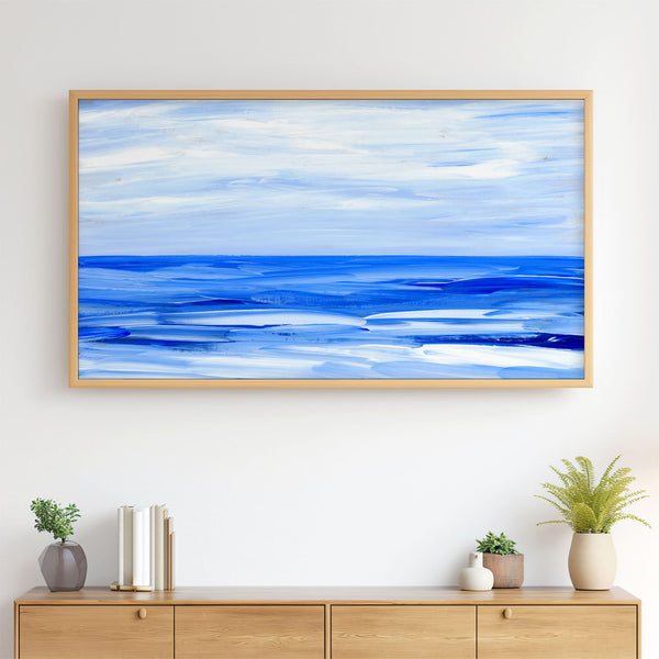 Blue Collection - At the Sea No. 3 - Abstract Ocean and Sky Landscape Painting - 4K Samsung Frame TV Art - Digital Download