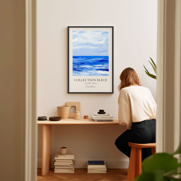 Collection Bleue - À la Mer No. 3 - Ciel et Océan - Abstract Seascape Painting - Printable Wall Art - Digital Download