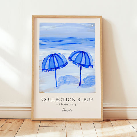 Collection Bleue - À la Mer No. 4 - Parasols - Beach Painting Poster - Printable Wall Art - Digital Download