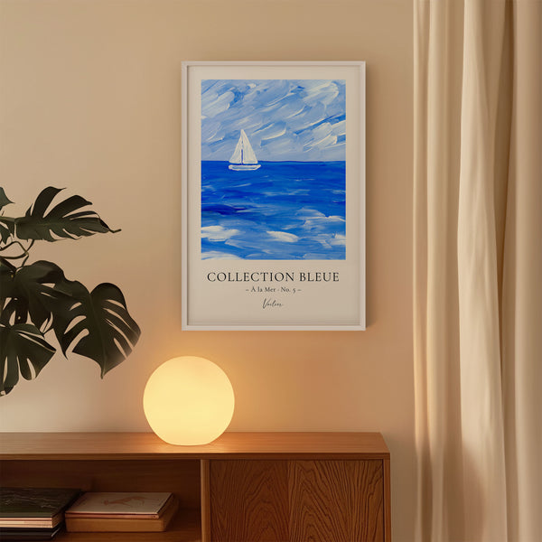 Collection Bleue - À la Mer No. 5 - Voilier - Abstract Sailboat Painting Poster - Printable Wall Art - Digital Download