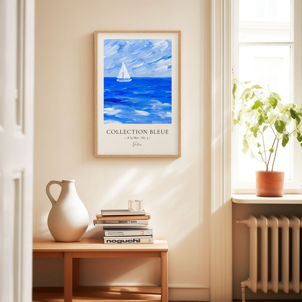 Collection Bleue - À la Mer No. 5 - Voilier - Abstract Sailboat Painting Poster - Printable Wall Art - Digital Download