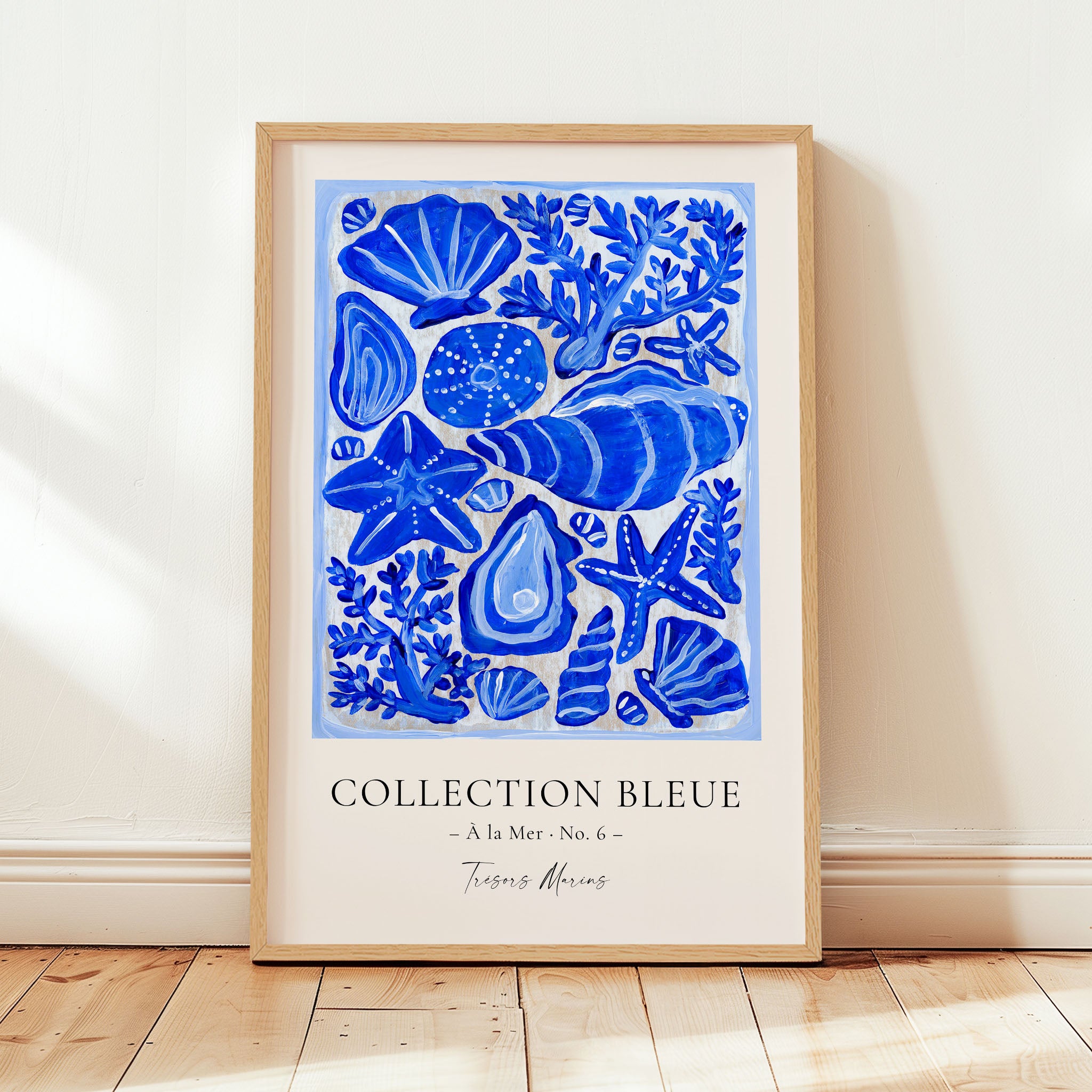 Collection Bleue - À la Mer No. 6 - Trésors Marins - Seashells Poster - Printable Wall Art - Digital Download