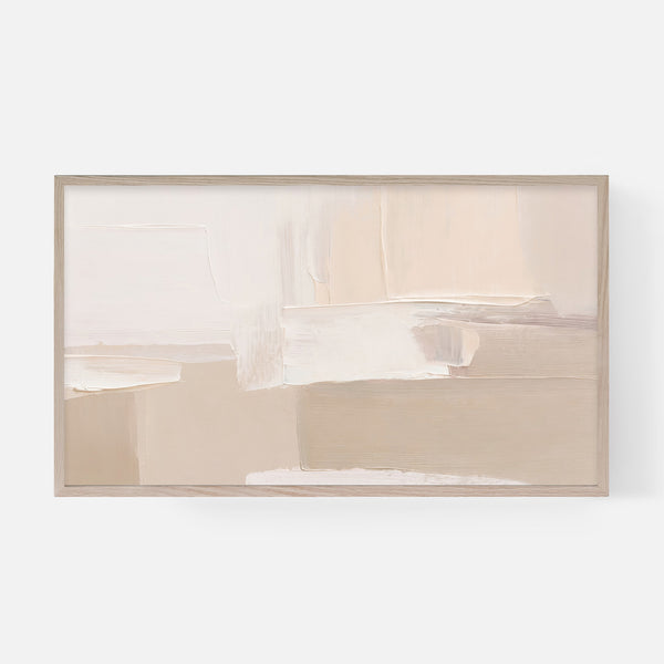 Abstract Modern Samsung Frame TV Art 4K - Minimalist Textured Painting - Neutral Color Blocks - Beige Cream White - Digital Download