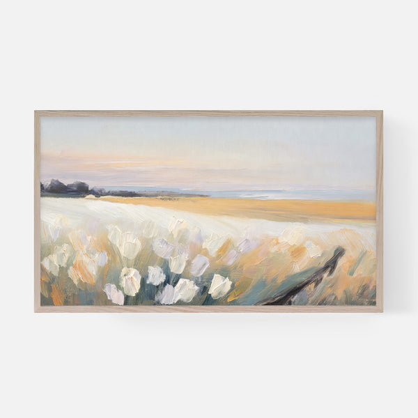 Spring Summer Samsung Frame TV Art - Abstract Landscape Beach Coastal Floral - Neutral Modern Minimalist Textured Painting - Digital Download