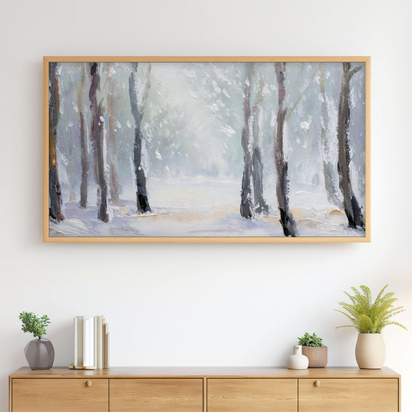 Winter Landscape No.12 - Snowstorm in the Woods - Abstract Painting - Neutral Pastel Colors - 4K Samsung Frame TV Art - Digital Download