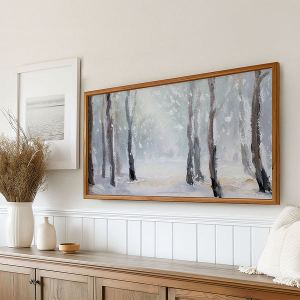 Winter Landscape No.12 - Snowstorm in the Woods - Abstract Painting - Neutral Pastel Colors - 4K Samsung Frame TV Art - Digital Download