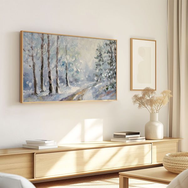 Winter Landscape No.13 - Snowy Forest - Abstract Painting - 4K Samsung Frame TV Art - Digital Download