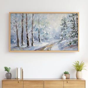 Winter Landscape No.13 - Snowy Forest - Abstract Painting - 4K Samsung Frame TV Art - Digital Download