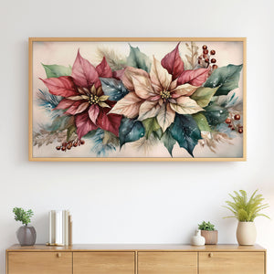 Christmas Poinsettias No.2 - 4K Samsung Frame TV Art - Digital Download