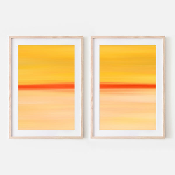 Set of 2 - Gradient Paintings No.1 - Yellow Orange Peach - Abstract Minimalist Modern Printable Wall Art - Digital Download