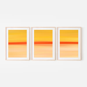 Set of 3 - Gradient Paintings No.1 - Yellow Orange Peach - Abstract Minimalist Boho Printable Wall Art - Digital Download
