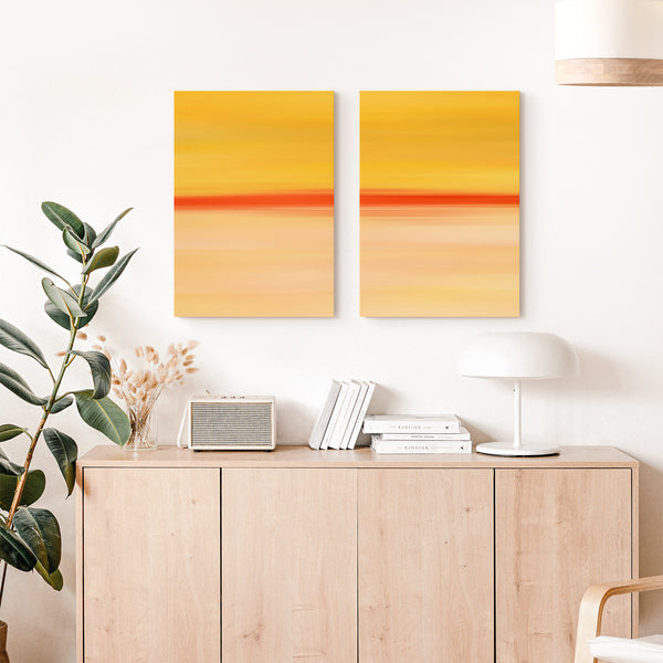 Set of 2 - Gradient Paintings No.1 - Yellow Orange Peach - Abstract Minimalist Modern Printable Wall Art - Digital Download