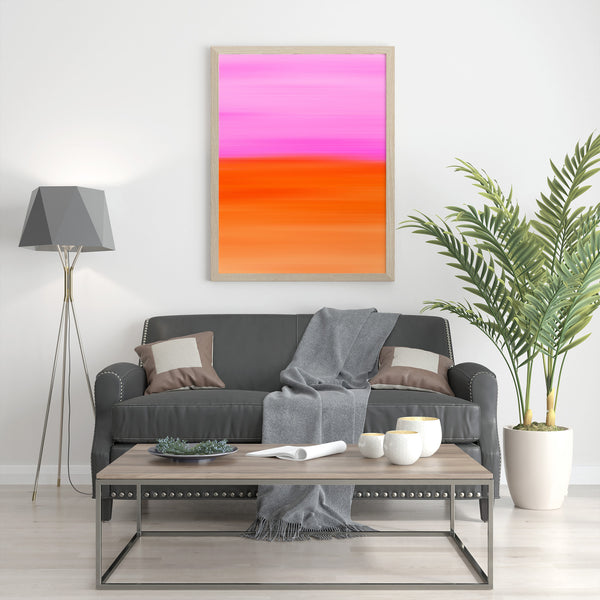 Gradient Painting No.10 - Printable Wall Art - Hot Pink Fuchsia Tangerine Orange - Colorful Abstract Minimalist Modern - Digital Download