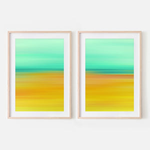 Set of 2 - Gradient Paintings No.12 - Printable Wall Art - Mint Green Ochre Mustard Yellow - Abstract Minimalist Boho - Digital Download