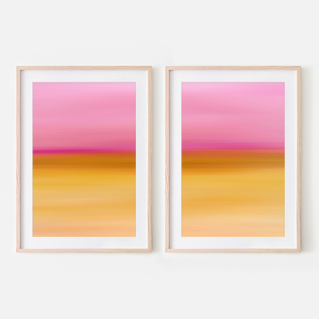 Set of 2 - Gradient Paintings No.13 - Printable Wall Art - Mauve Pink Magenta Ochre Yellow - Abstract Modern Minimalist - Digital Download