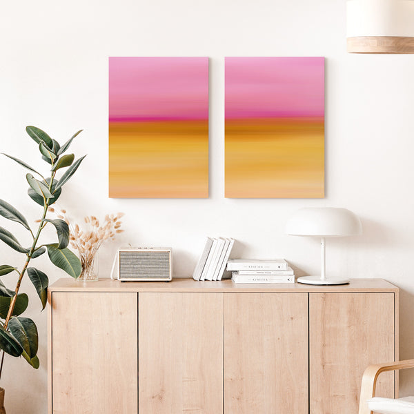 Set of 2 - Gradient Paintings No.13 - Printable Wall Art - Mauve Pink Magenta Ochre Yellow - Abstract Modern Minimalist - Digital Download