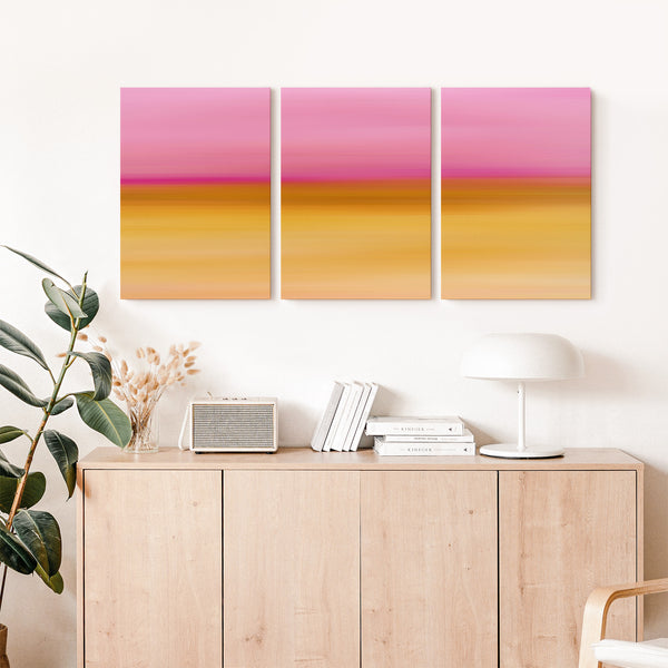 Set of 3 - Gradient Paintings No.13 - Printable Wall Art - Mauve Pink Magenta Ochre Yellow - Abstract Boho Modern - Digital Download