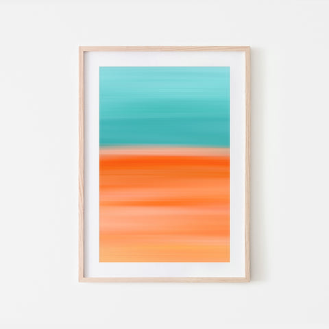Gradient Painting No.14 - Printable Wall Art - Aqua Turquoise Teal Orange - Colorful Abstract Minimalist Beach Tropical - Digital Download