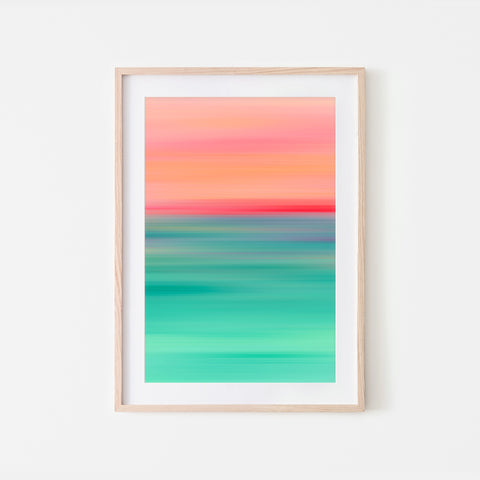Gradient Painting No.15 - Printable Wall Art - Pink Coral Peach Turquoise Teal Mint Green - Colorful Abstract Minimalist - Digital Download