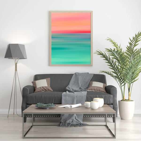 Gradient Painting No.15 - Printable Wall Art - Pink Coral Peach Turquoise Teal Mint Green - Colorful Abstract Minimalist - Digital Download