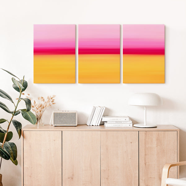 Set of 3 - Gradient Paintings No.2 - Pink Yellow Cherry Red - Abstract Minimalist Boho Printable Wall Art - Digital Download