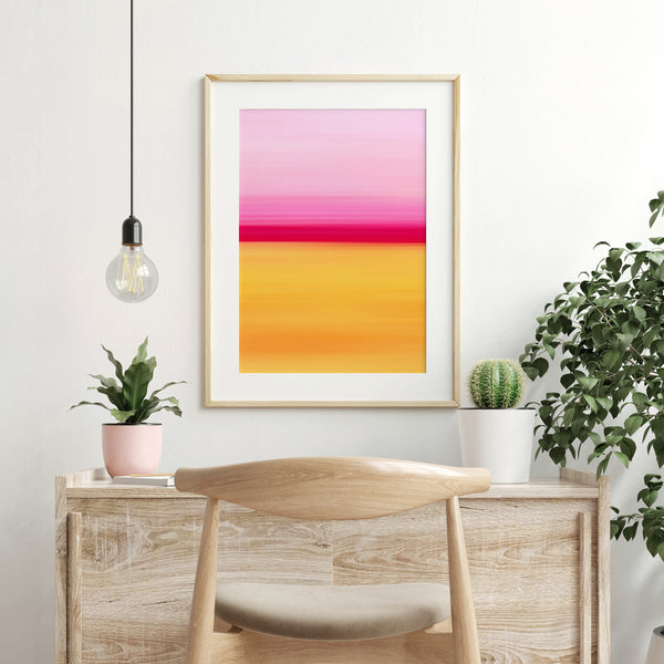 Gradient Painting No.2 - Bright Pink Cherry Red Yellow Orange - Colorful Abstract Minimalist Printable Wall Art - Digital Download