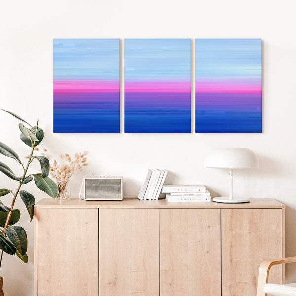 Set of 3 - Gradient Paintings No.3 - Sky Blue Hot Pink Indigo Navy - Abstract Minimalist Printable Wall Art - Digital Download