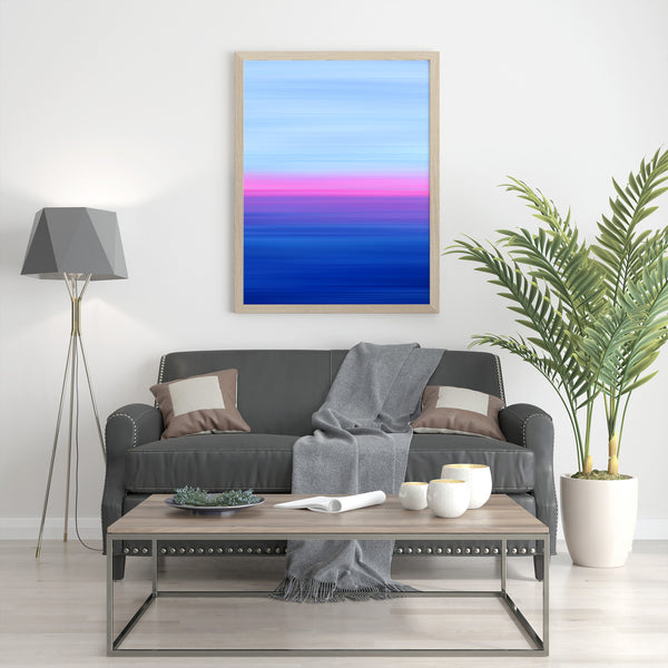 Gradient Painting No.3 - Sky Blue Hot Pink Indigo Navy - Colorful Abstract Minimalist Printable Wall Art - Digital Download
