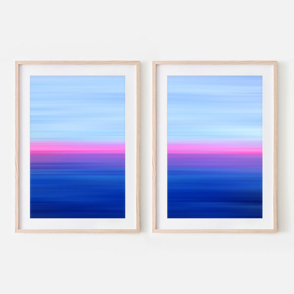 Set of 2 - Gradient Paintings No.3 - Light Blue Pink Indigo Navy - Abstract Minimalist Modern Printable Wall Art - Digital Download