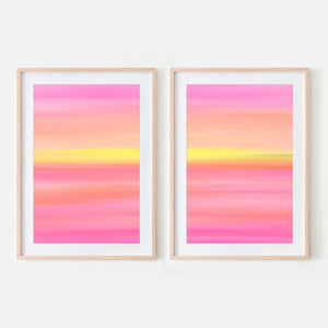 Set of 2 - Gradient Paintings No.4 - Pink Coral Yellow Green - Abstract Minimalist Modern Printable Wall Art - Digital Download