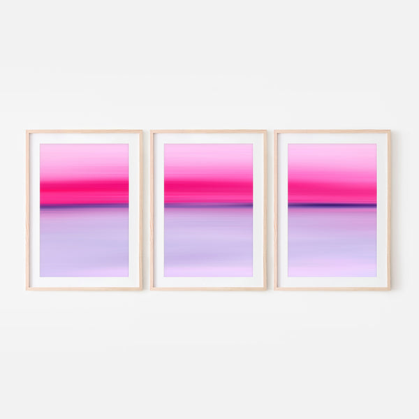 Set of 3 - Gradient Paintings No.5 - Magenta Pink Purple Lavender - Abstract Modern Minimalist Printable Wall Art - Digital Download