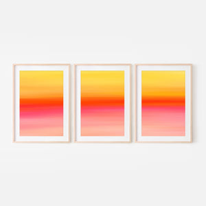 Set of 3 - Gradient Paintings No.6 - Yellow Orange Pink Coral Apricot - Abstract Minimalist Boho Printable Wall Art - Digital Download