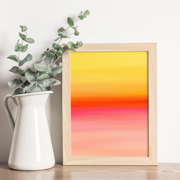Gradient Painting No.6 - Yellow Orange Red Pink Coral Peach Apricot - Colorful Abstract Minimalist Printable Wall Art - Digital Download