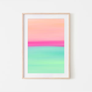 Gradient Painting No.7 - Peach Blush Hot Pink Turquoise Aqua Mint - Colorful Abstract Minimalist Printable Wall Art - Digital Download