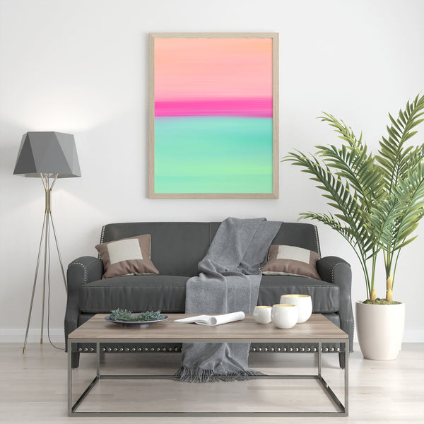 Gradient Painting No.7 - Peach Blush Hot Pink Turquoise Aqua Mint - Colorful Abstract Minimalist Printable Wall Art - Digital Download