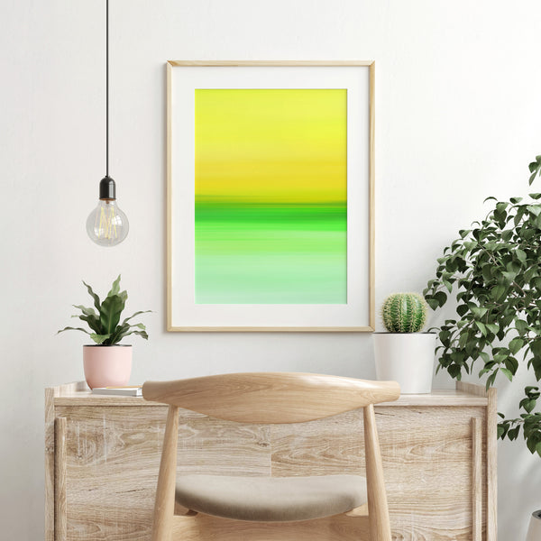 Gradient Painting No.8 - Printable Wall Art - Sunny Lemon Yellow Lime Mint Green - Colorful Abstract Minimalist Modern - Digital Download