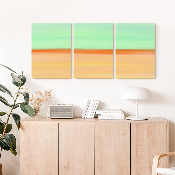 Set of 3 - Gradient Paintings No.9 - Printable Wall Art - Mint Green Orange Apricot  - Abstract Minimalist Retro Boho - Digital Download