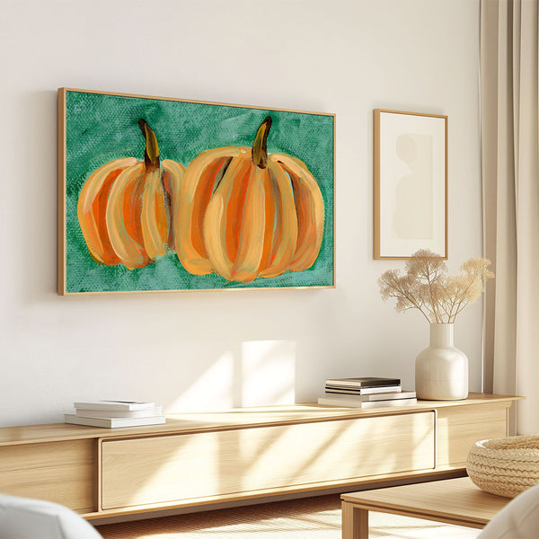 Two Pumpkins Painting - Halloween Fall Autumn Thanksgiving - 4K Samsung Frame TV Art - Digital Download