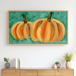 Two Pumpkins Painting - Halloween Fall Autumn Thanksgiving - 4K Samsung Frame TV Art - Digital Download