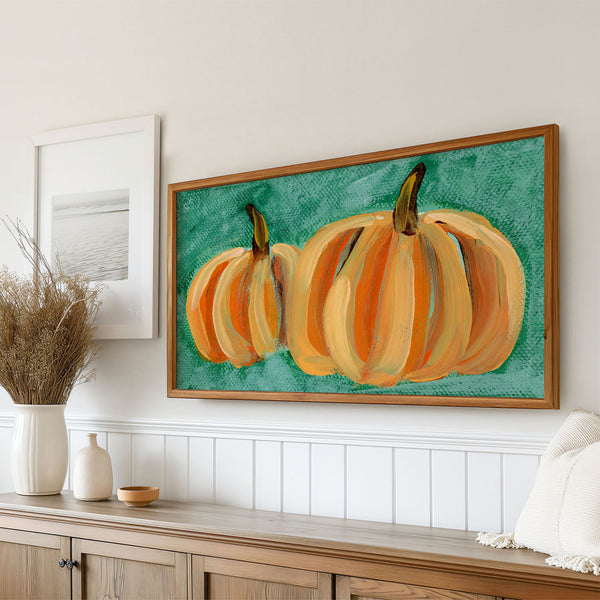 Two Pumpkins Painting - Halloween Fall Autumn Thanksgiving - 4K Samsung Frame TV Art - Digital Download