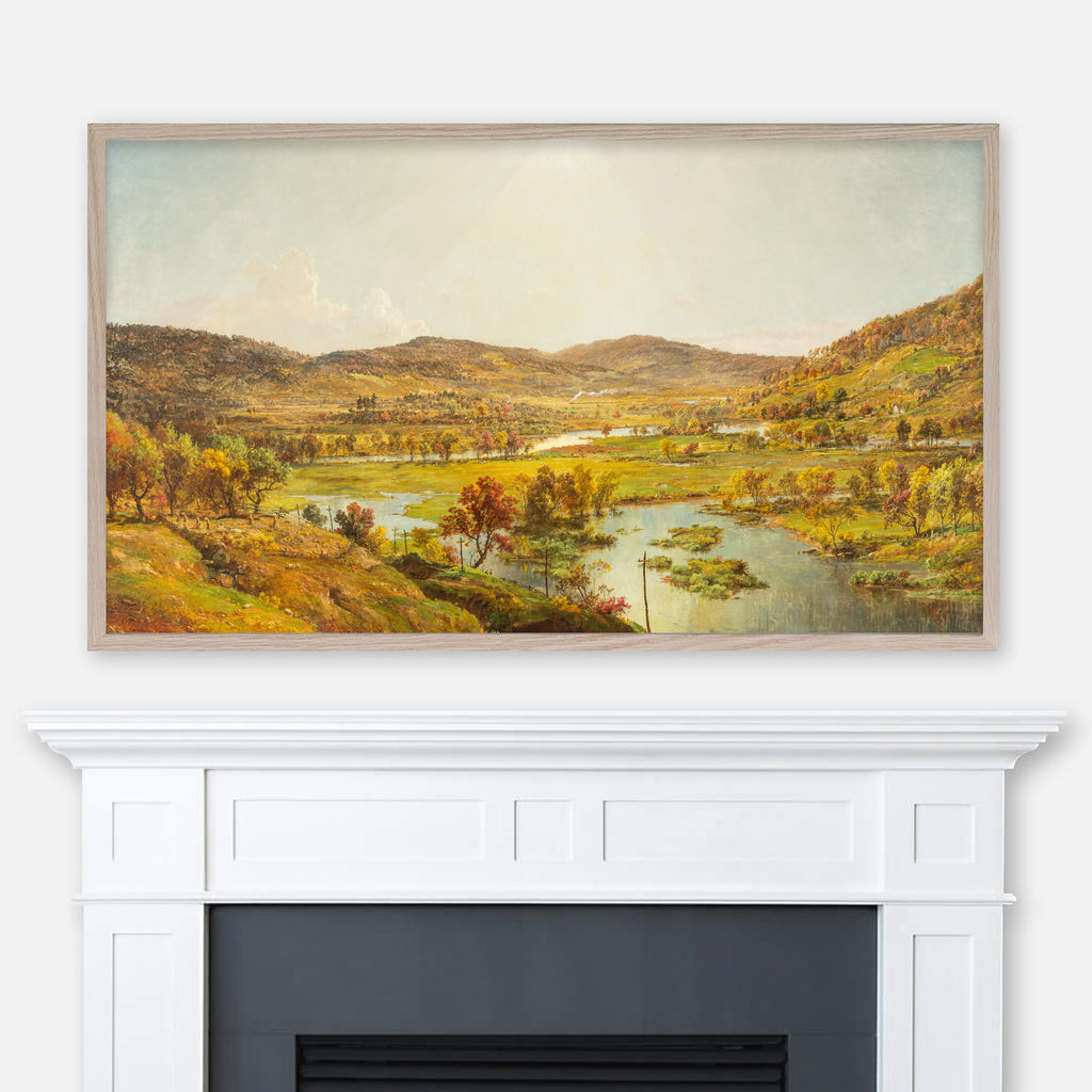Jasper Francis Cropsey Painting - Sidney Plains, Susquehanna & Unadilla Rivers - Fall Mountain Valley Landscape - Samsung Frame TV Art 4K - Digital Download