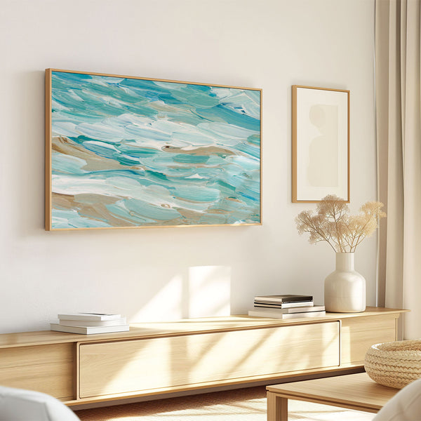 Waves No. 1 - Abstract Coastal Beach Painting - 4K Samsung Frame TV Art - Digital Download