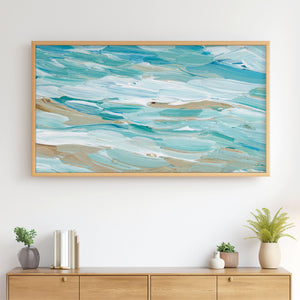 Waves No. 1 - Abstract Coastal Beach Painting - 4K Samsung Frame TV Art - Digital Download